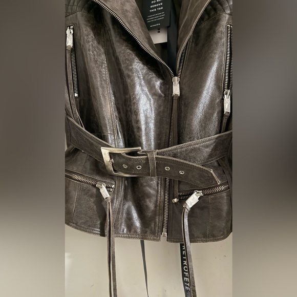 Retrofete Salome Leather Jacket in Vintage Brown- NWT M - Picture 7 of 10